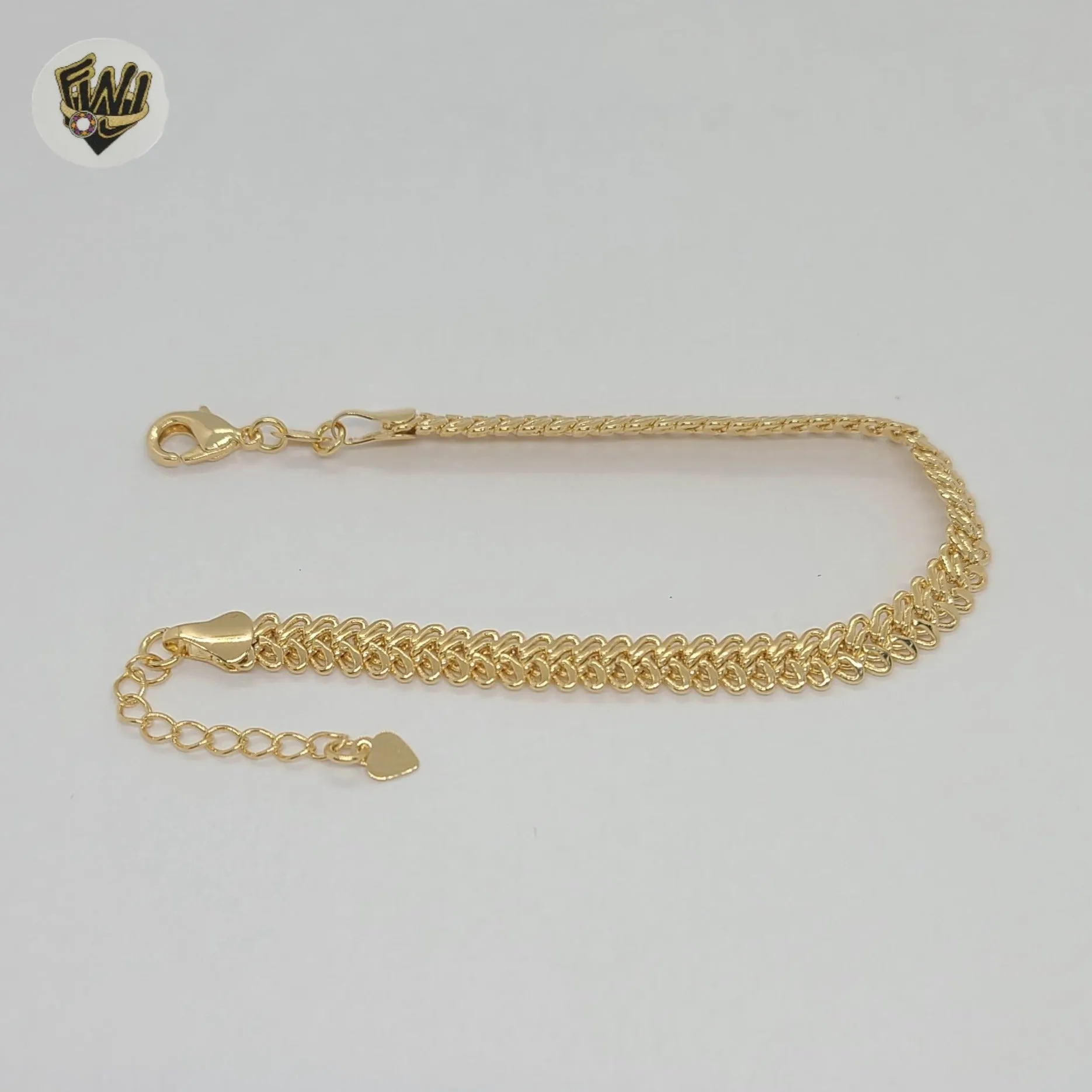 (1-0508-1) Gold Laminate - 6.5mm Multi links Bracelet - 7 - BGF