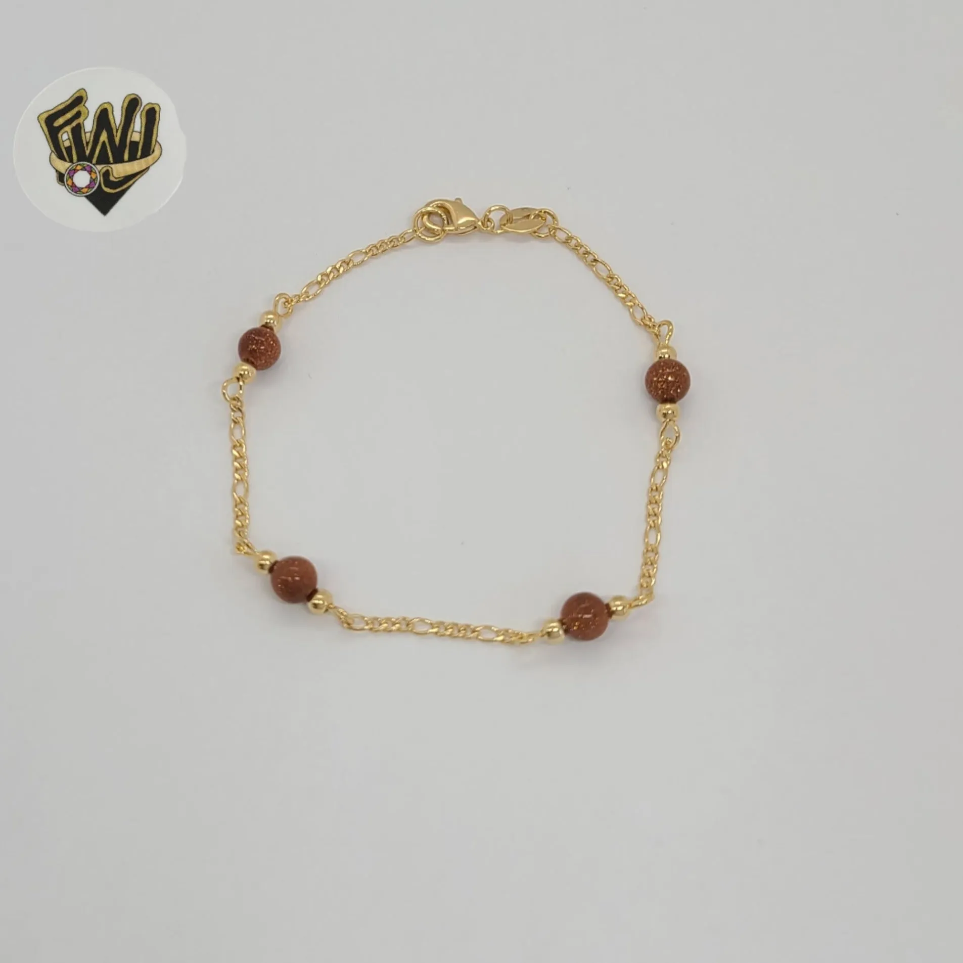 (1-3901-C) Gold Laminate - 6mm Venturina Beads Bracelet - 7.5 - BGF