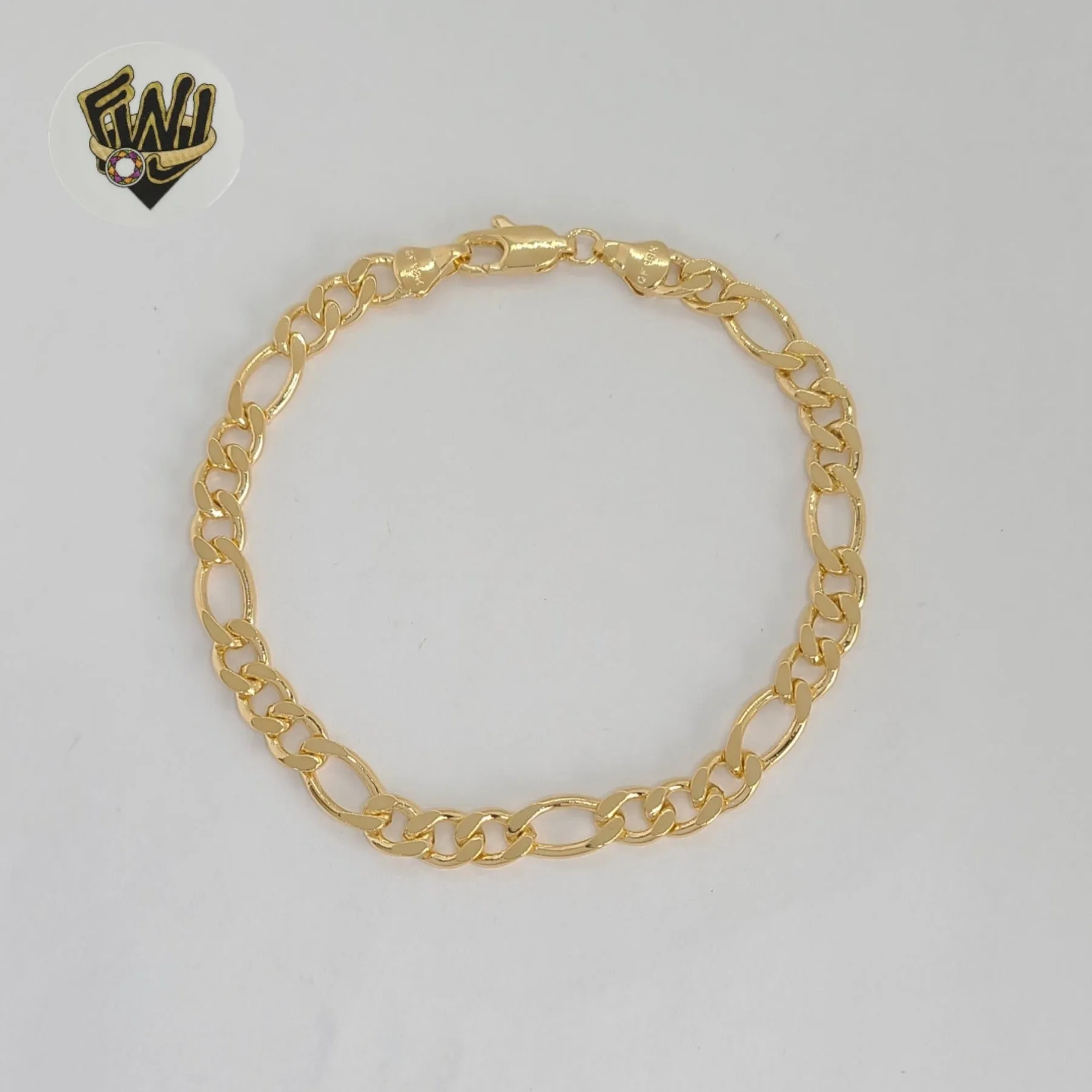 (1-60055) Gold Laminate - 6.5mm Figaro Link Men Bracelet - 8 - BGF