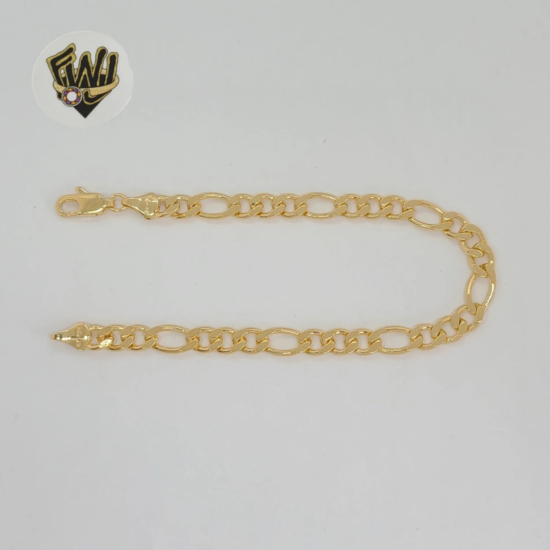 (1-60055) Gold Laminate - 6.5mm Figaro Link Men Bracelet - 8 - BGF