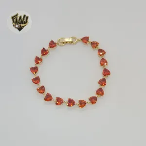 (1-60083-1) Gold Laminate - 6mm Heart Zircon Bracelet - 7 - BGO