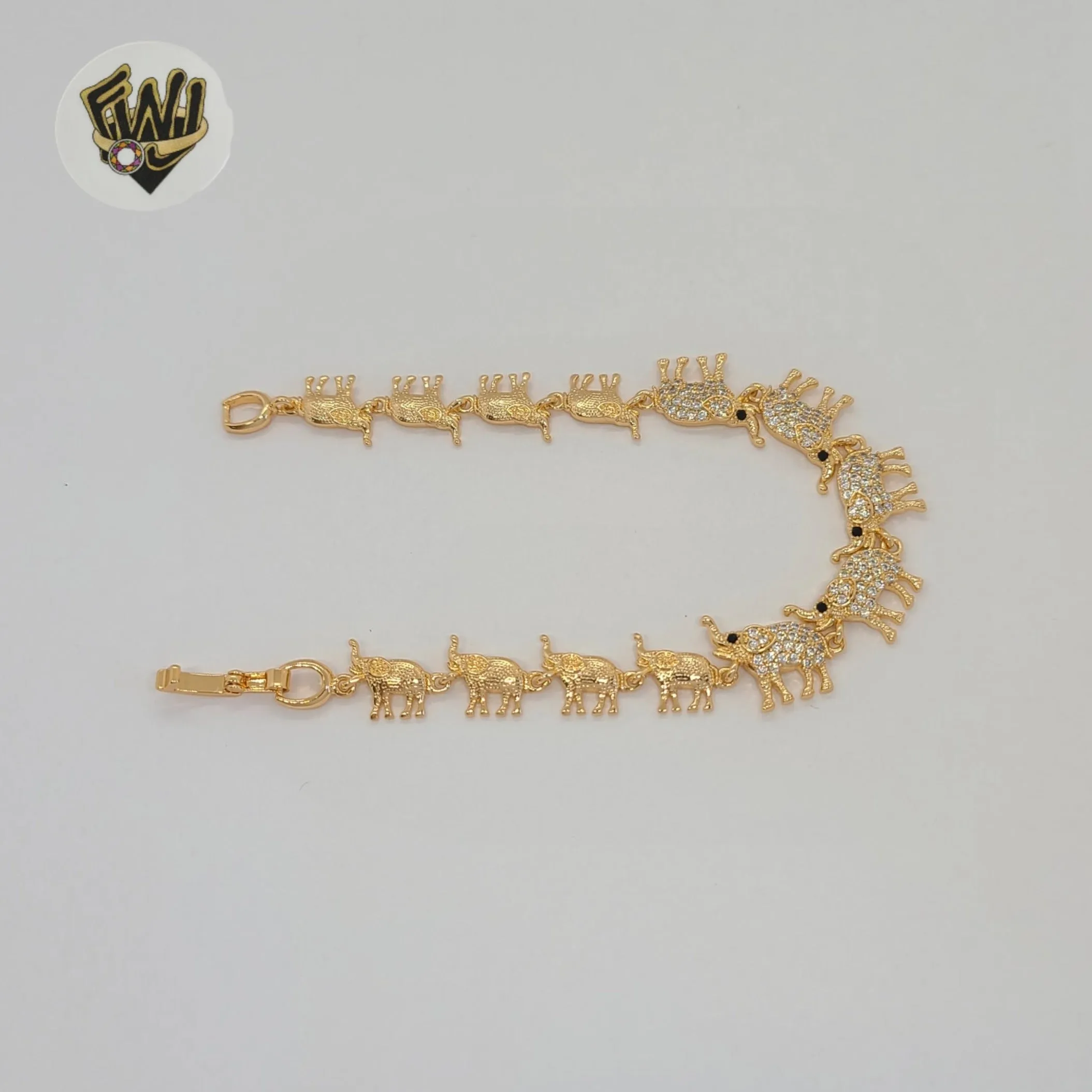 (1-60092) Gold Laminate - 13mm Elephants Bracelet - BGO