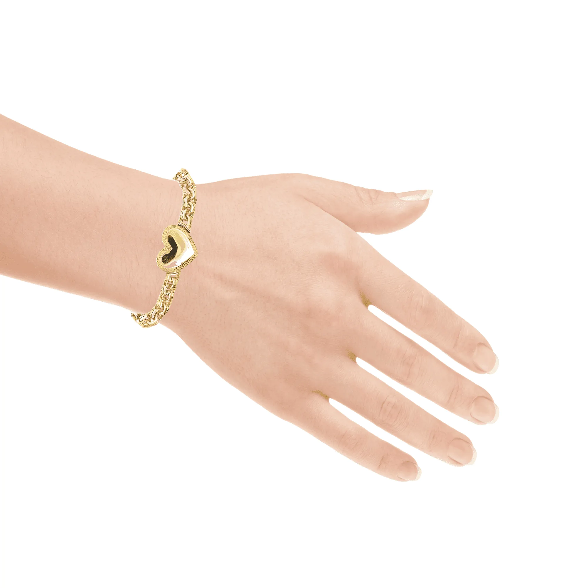 10K Gold Chino Link Tribal Heart Bracelet