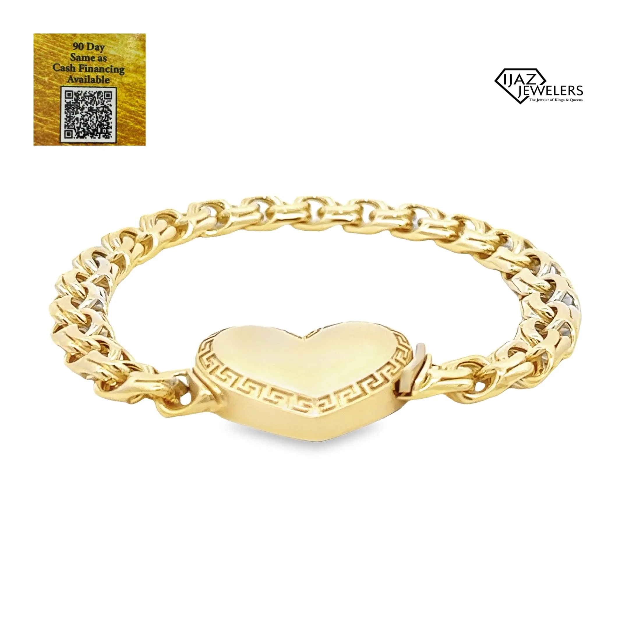 10K Gold Chino Link Tribal Heart Bracelet