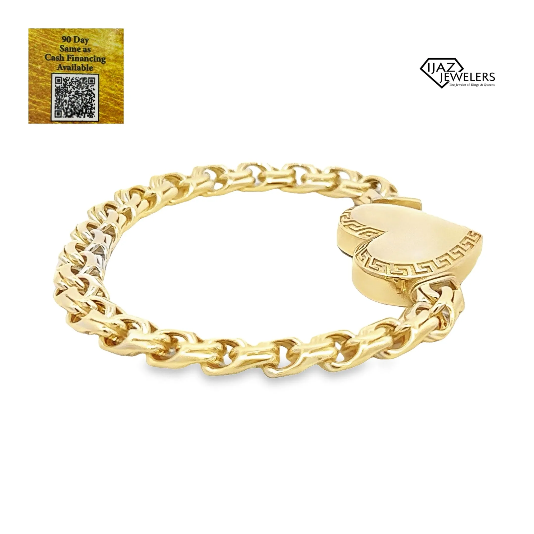 10K Gold Chino Link Tribal Heart Bracelet