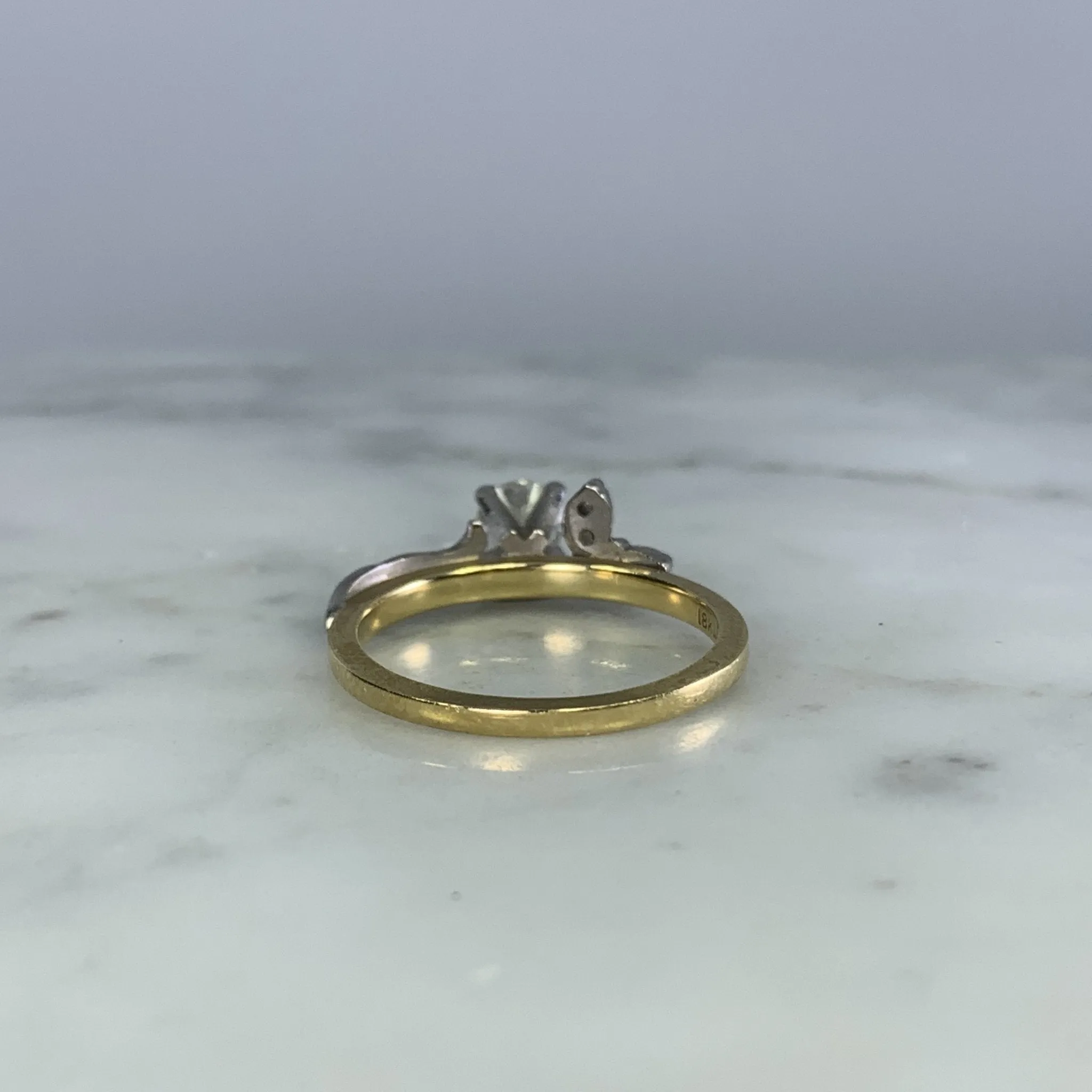 1930s Art Nouveau Diamond Engagement Ring by Jabel in 18K Gold. Unique Estate Jewelry.