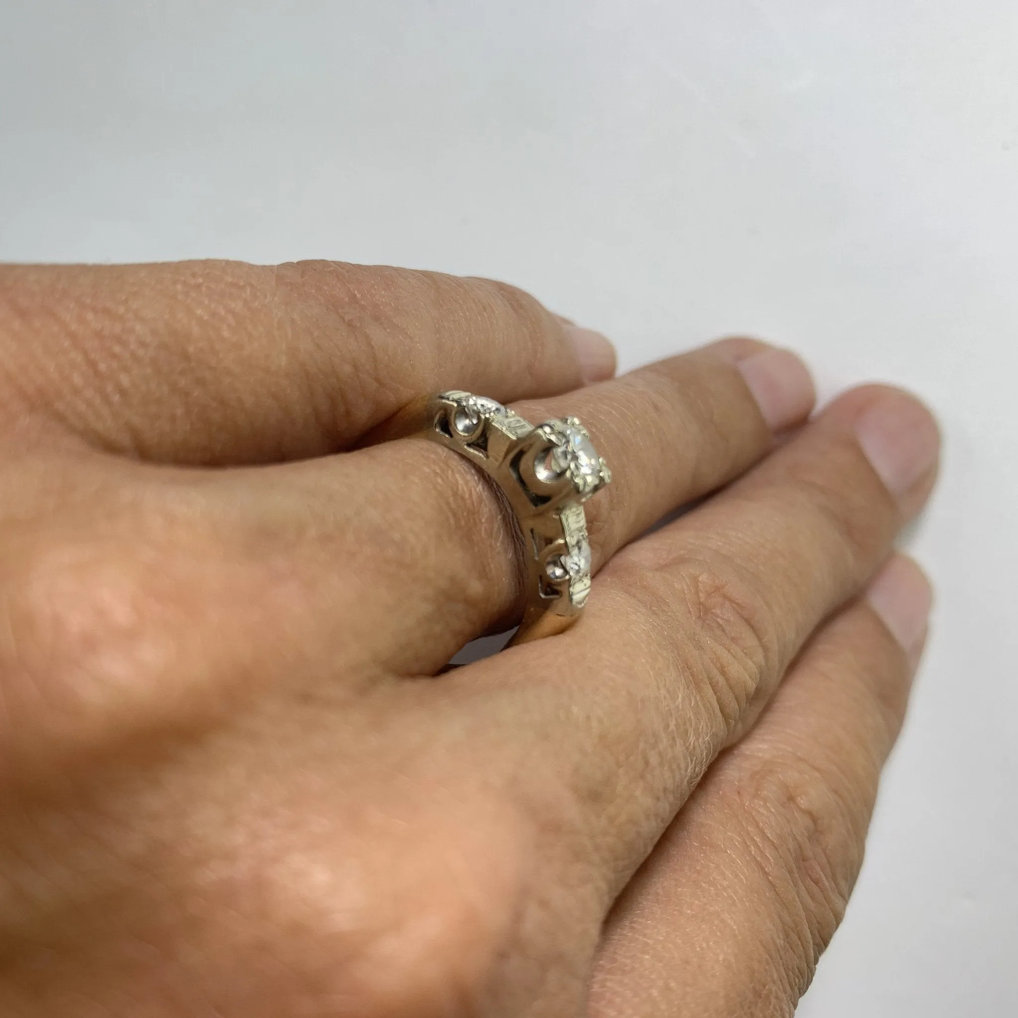 1940s Diamond Engagement Ring in a 14K Gold Setting. Sustainable Estate Jewelry.