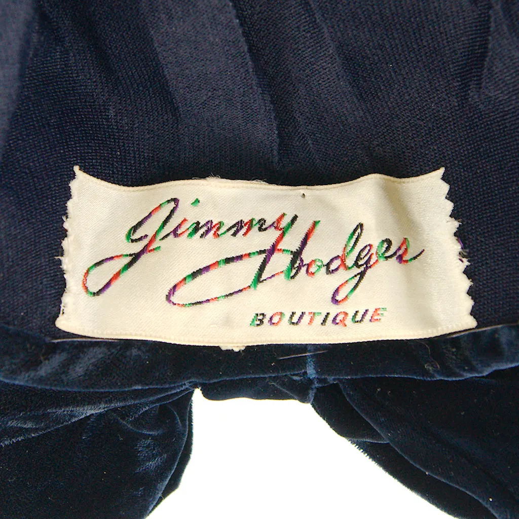 1950s Navy Velvet Bow Cap