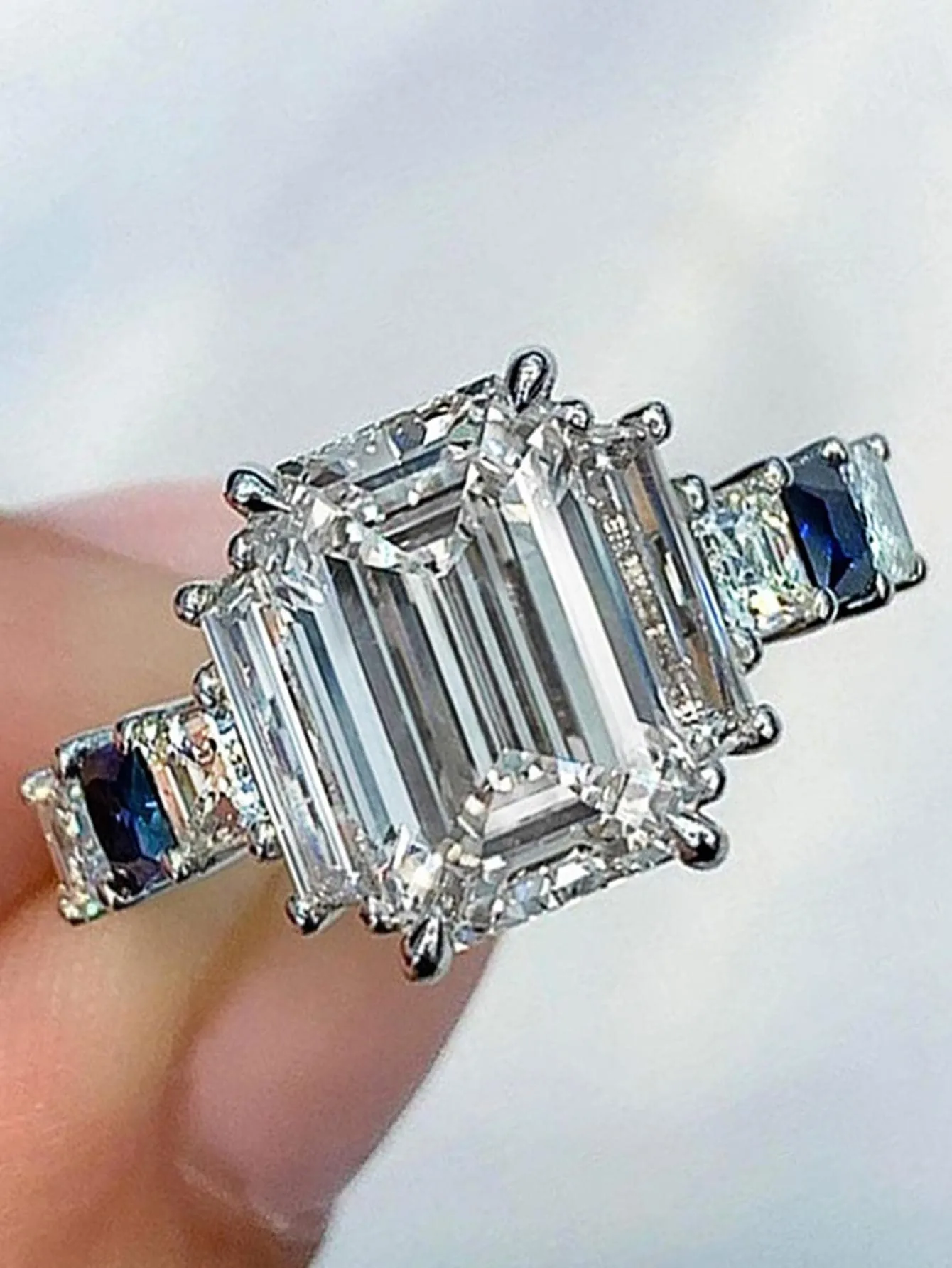 1pc Elegant Square Finger Ring Band Dazzling Brilliant Classic Wedding Anniversary Jewelry