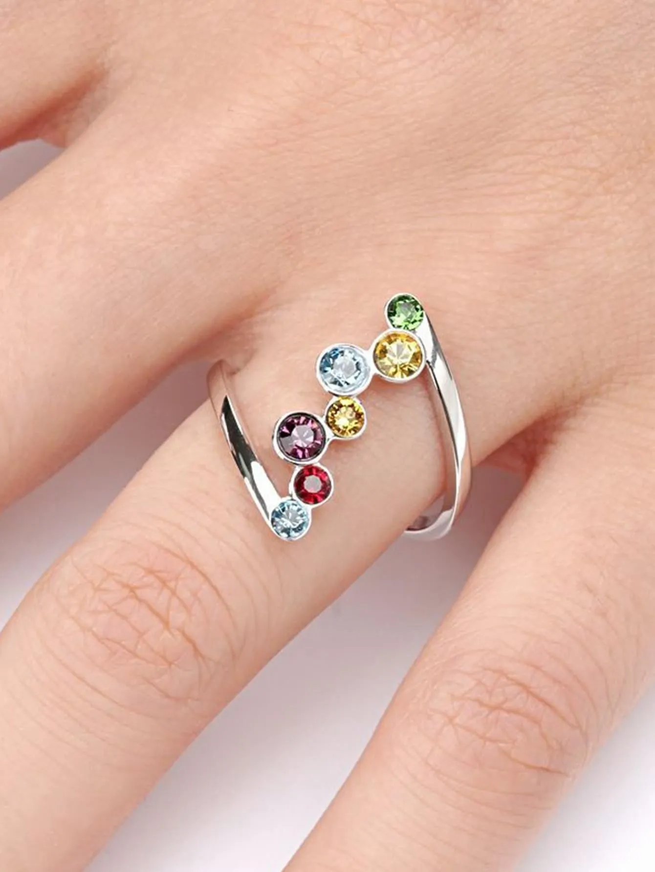 1pc Elegant Women Crystal Round Cubic Zirconia Finger Ring Cute Wedding Jewelry Silver Color Love Engagement