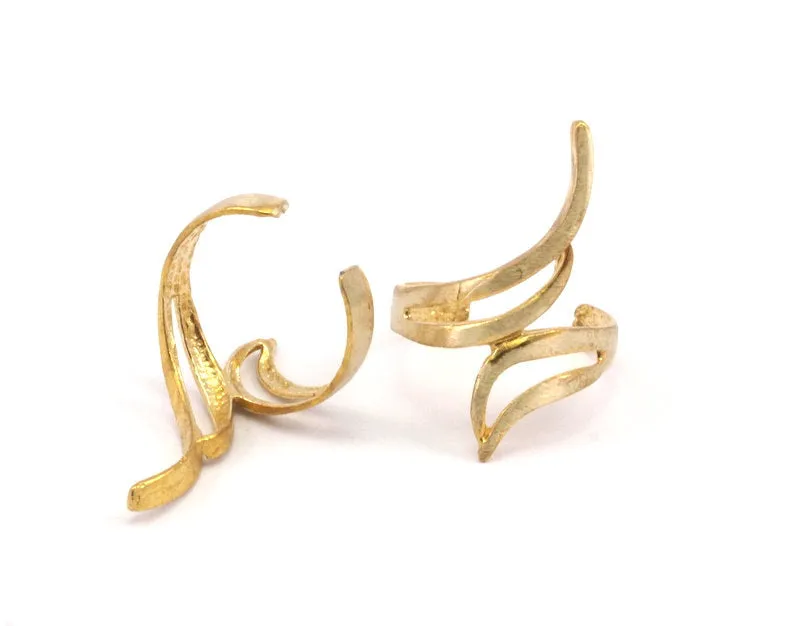 2 Raw Brass Adjustable Rings N0038