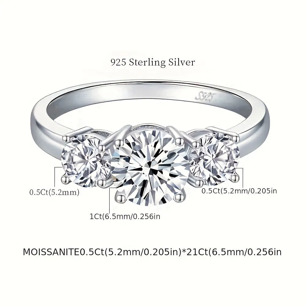 2ct/4ct Moissanite Promise Ring 925 Sterling Silver Hight Quality Jewelry For Engagement Wedding Scenes Perfect Gift For Your Lover She Deserves Such High Quality Ring With Certificate And Box