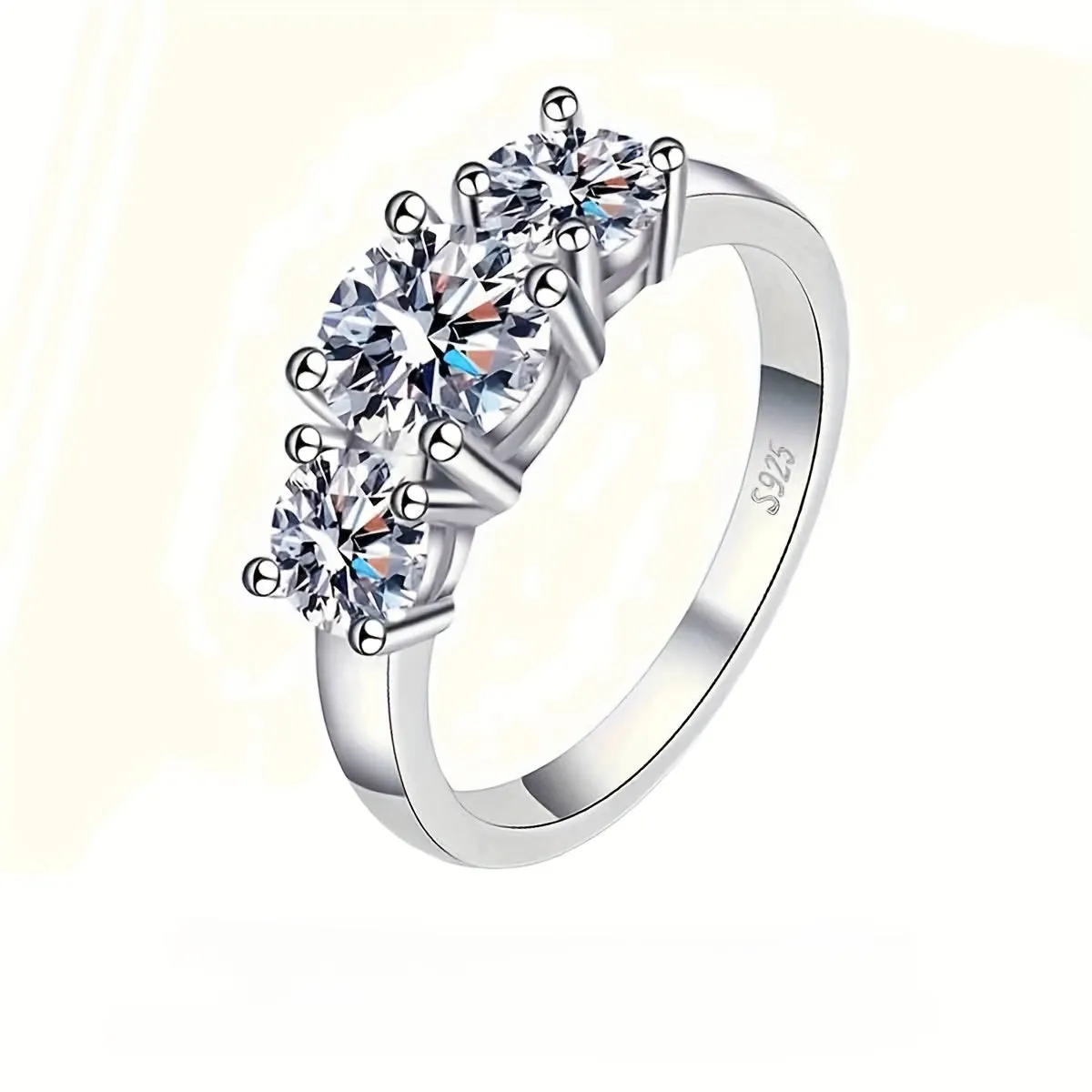 2ct/4ct Moissanite Promise Ring 925 Sterling Silver Hight Quality Jewelry For Engagement Wedding Scenes Perfect Gift For Your Lover She Deserves Such High Quality Ring With Certificate And Box