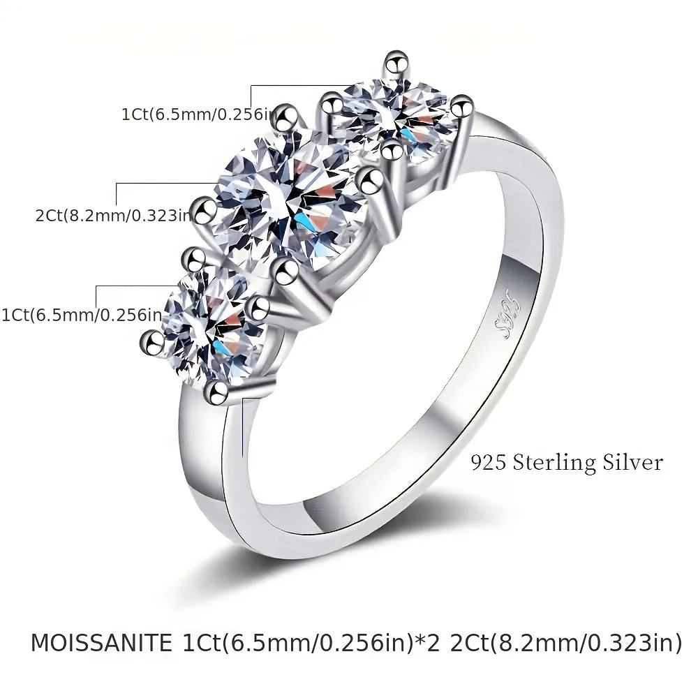 2ct/4ct Moissanite Promise Ring 925 Sterling Silver Hight Quality Jewelry For Engagement Wedding Scenes Perfect Gift For Your Lover She Deserves Such High Quality Ring With Certificate And Box