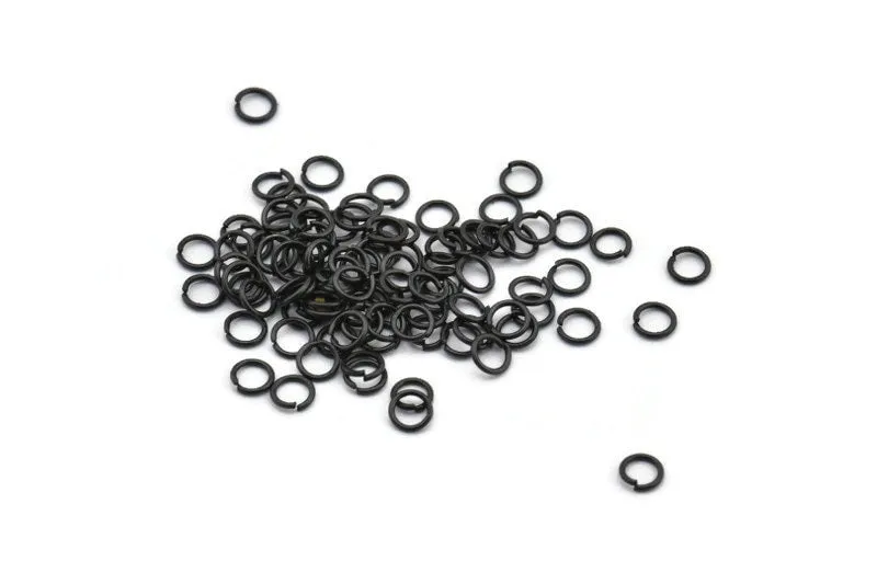 4mm Black Rings - 250 Oxidized Brass Black Jump Rings (4x0.60mm) A0337 S454