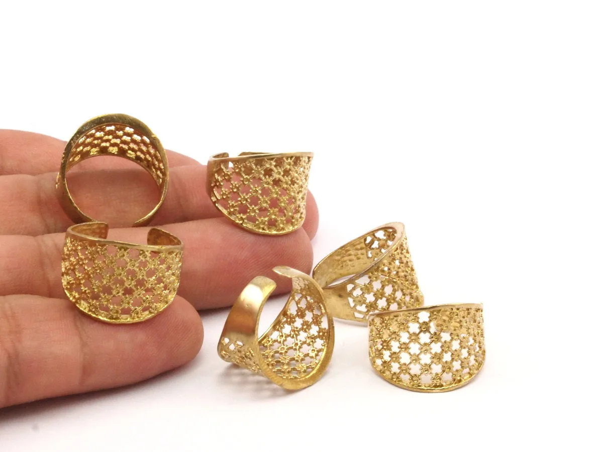 5 Raw Brass Adjustable Rings N0017