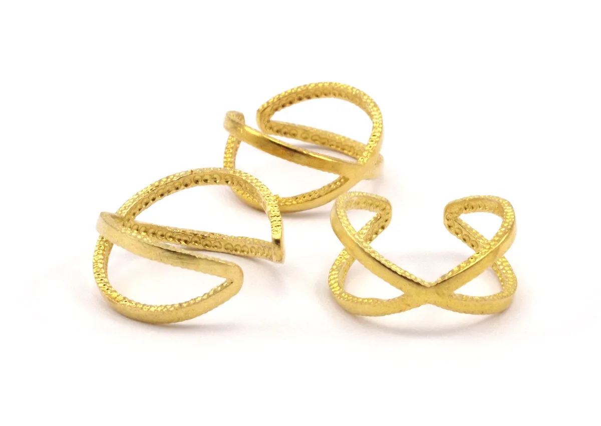 5 Raw Brass Adjustable X Rings N0003