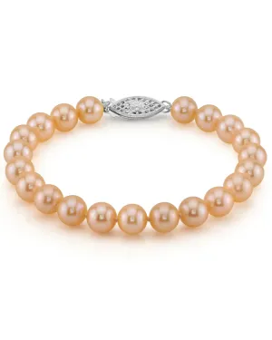 7.0-7.5mm Peach Freshwater Pearl Bracelet - AAA Quality