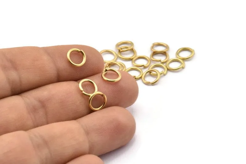 8mm Jump Rings - 100 Raw Brass Jump Rings 8x1.2mm A0368