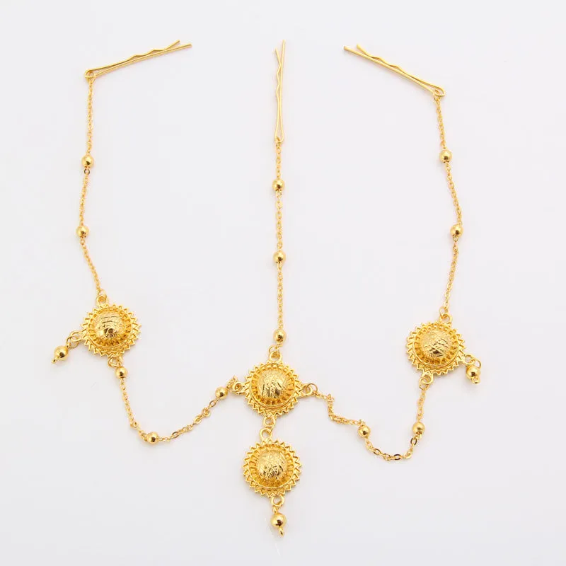 African Gold Set Bridal Jewelry Habasha Style Wedding Pure Gold Color Set