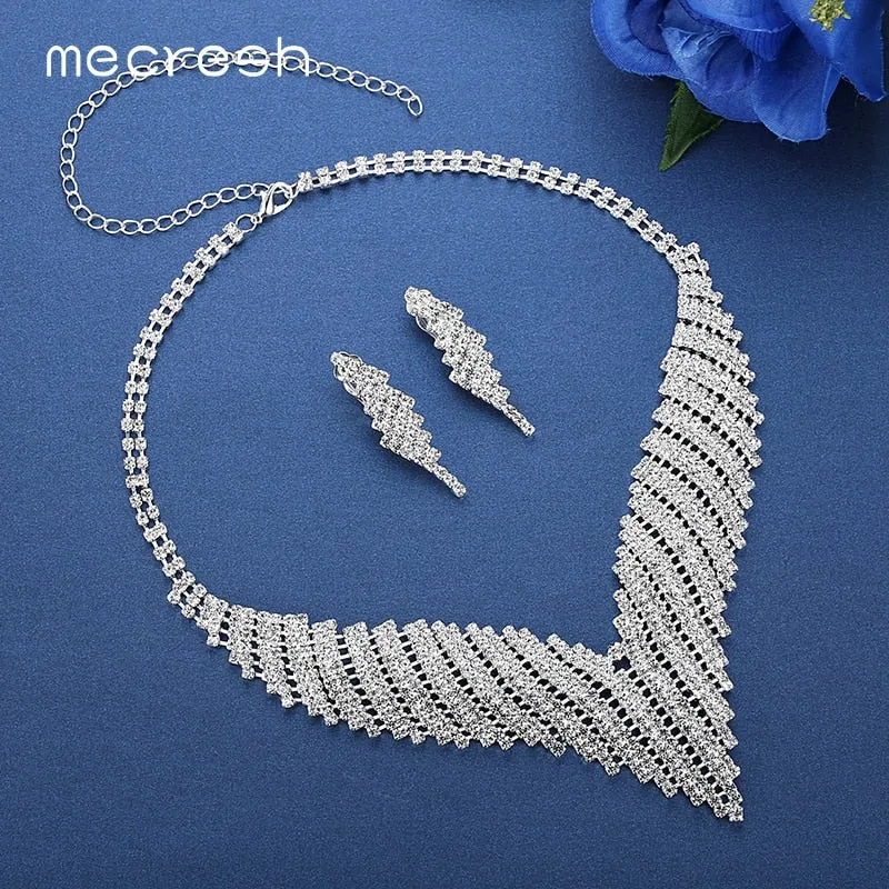 African Jewelry Sets Silver Bridal Necklace Sets for Wedding Party