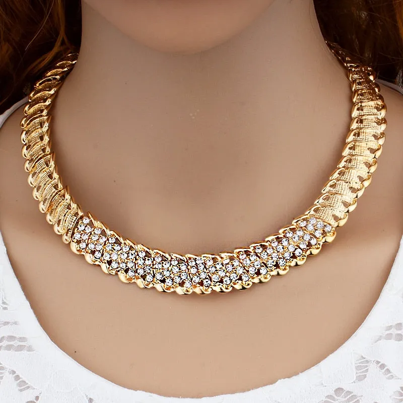 African Wedding Jewelry Dubai Gold Color Jewelry Sets Necklace