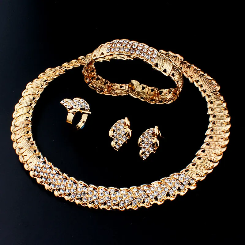 African Wedding Jewelry Dubai Gold Color Jewelry Sets Necklace