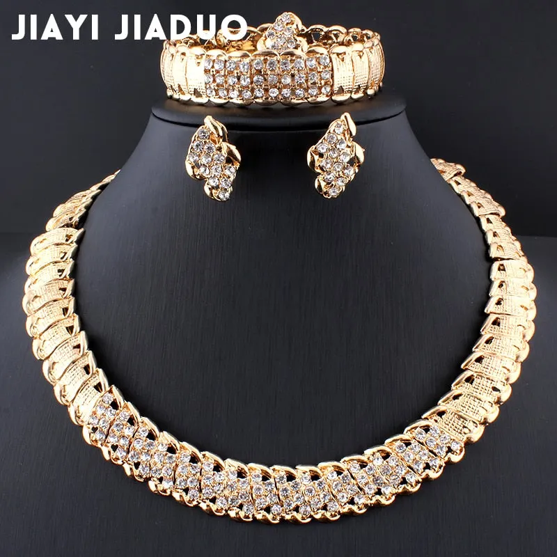 African Wedding Jewelry Dubai Gold Color Jewelry Sets Necklace