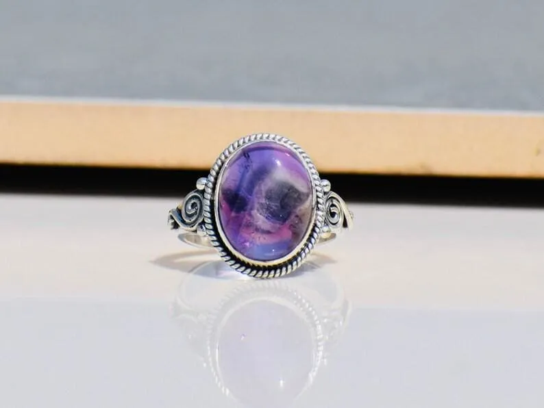 Amethyst Gemstone Sterling Silver Ring,Wedding Gift,Handmade Jewelry,Gift for Her