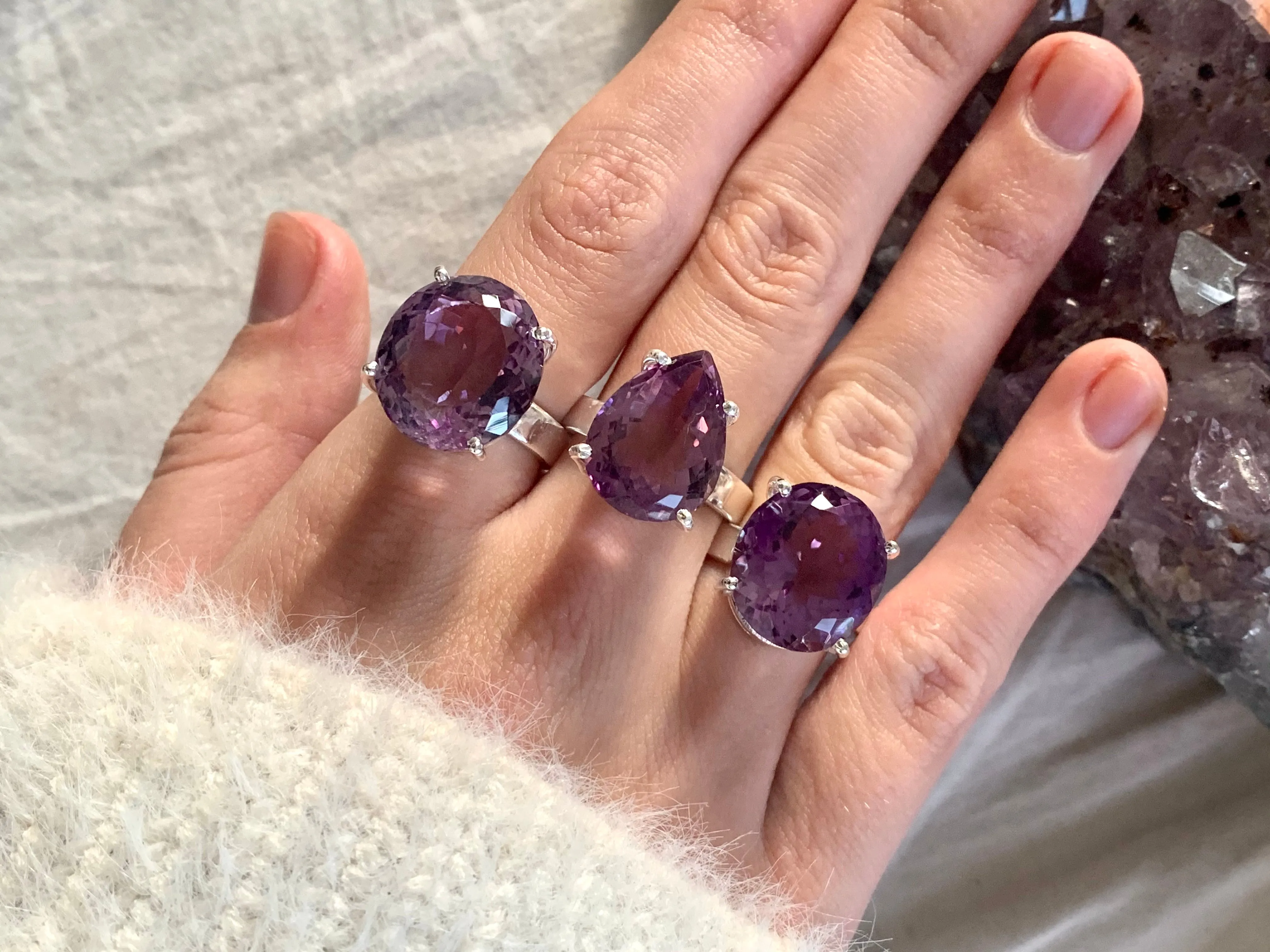 Amethyst Sanaa Rings - Faceted Mixed