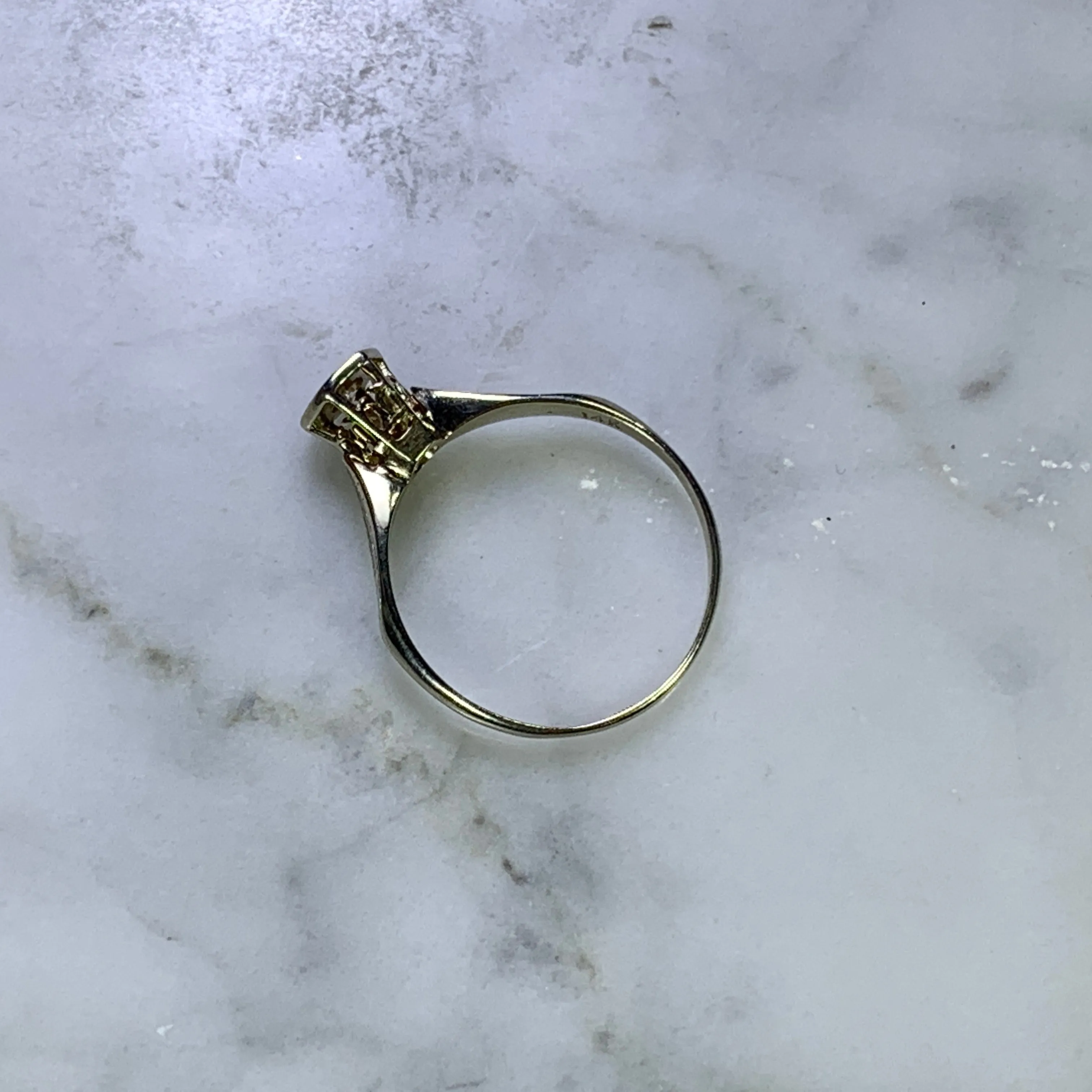 Antique 1920s Diamond Engagement Ring in an Art Deco 14K Gold Setting. Sustainable Jewelry.