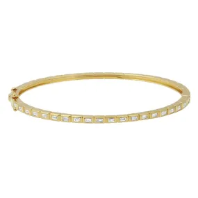 Elegant Baguette Bezel Bangle Bracelet