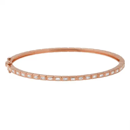 Elegant Baguette Bezel Bangle Bracelet