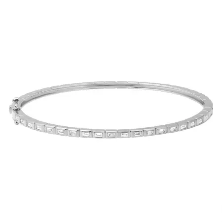 Elegant Baguette Bezel Bangle Bracelet