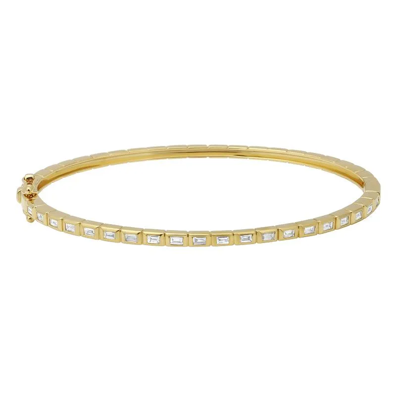 Elegant Baguette Bezel Bangle Bracelet