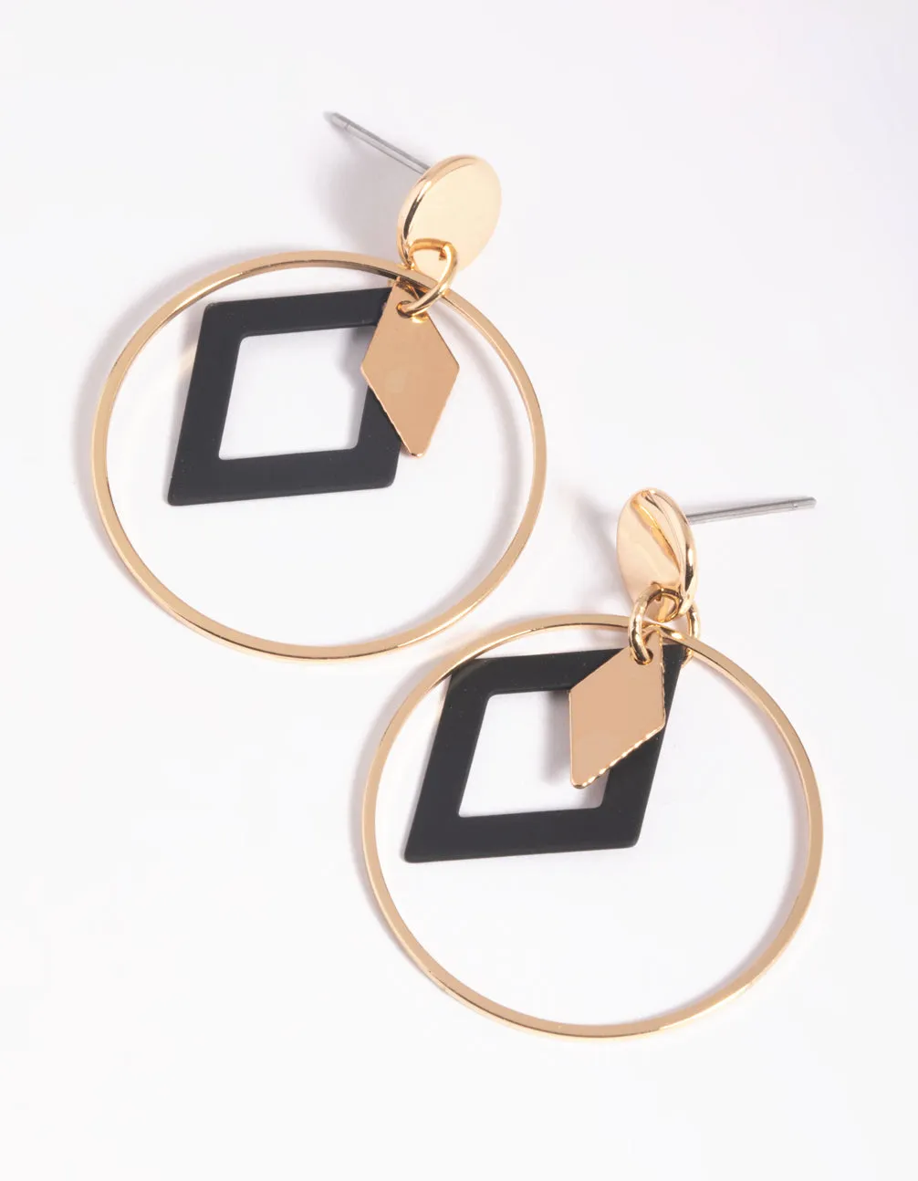 Black Circle Drop Earrings