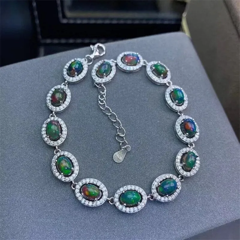 Black Opal 925 Sterling Silver Bracelet