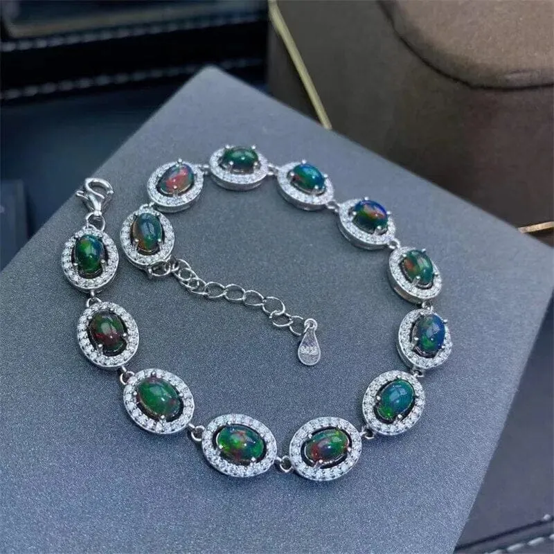 Black Opal 925 Sterling Silver Bracelet