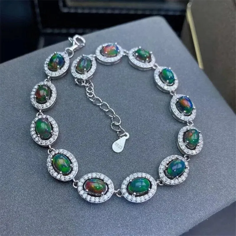 Black Opal 925 Sterling Silver Bracelet