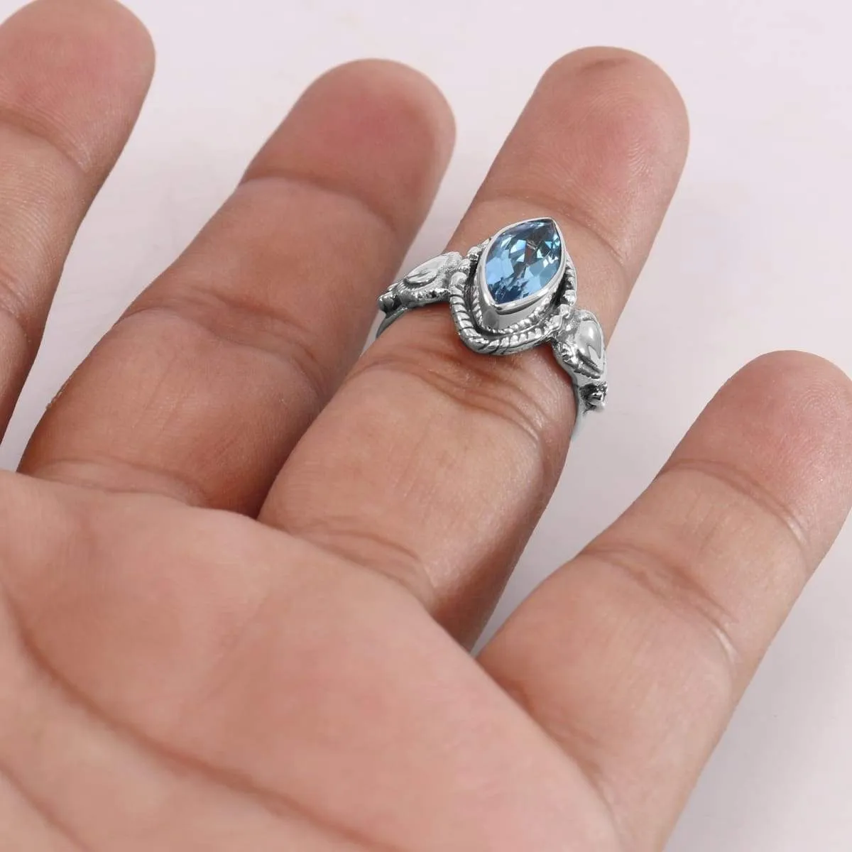 Blue Topaz Sterling Silver Ring, Blue Topaz Solitaire Ring, Blue Topaz Silver Ring, Engagement Ring, Gift Jewelry