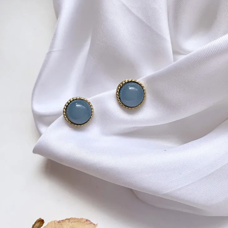 Blue Yellow Bling Rounded Earrings Gifts Korean Jewelry Womens Accessories Luxury Fashion Dating Party Clubber Elegant Wedding Lovely Accessory