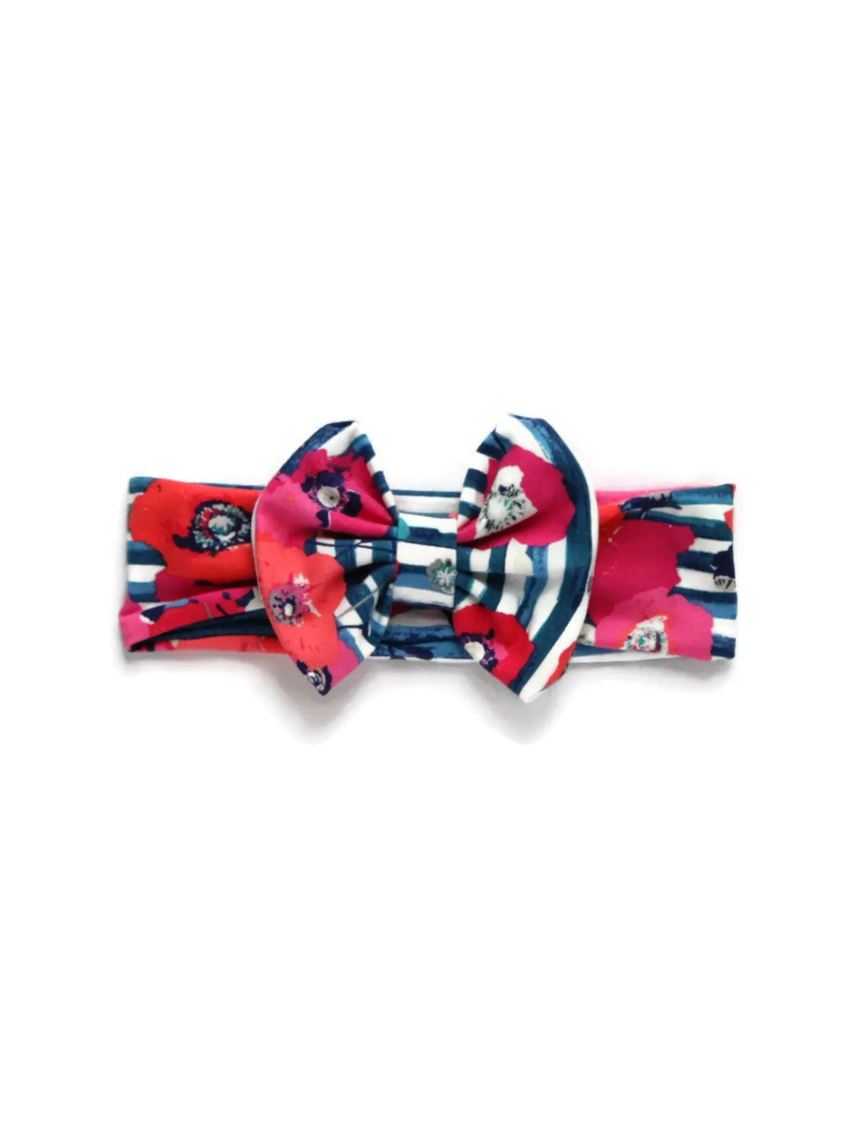 Bow Headband - Flowers & Stripes