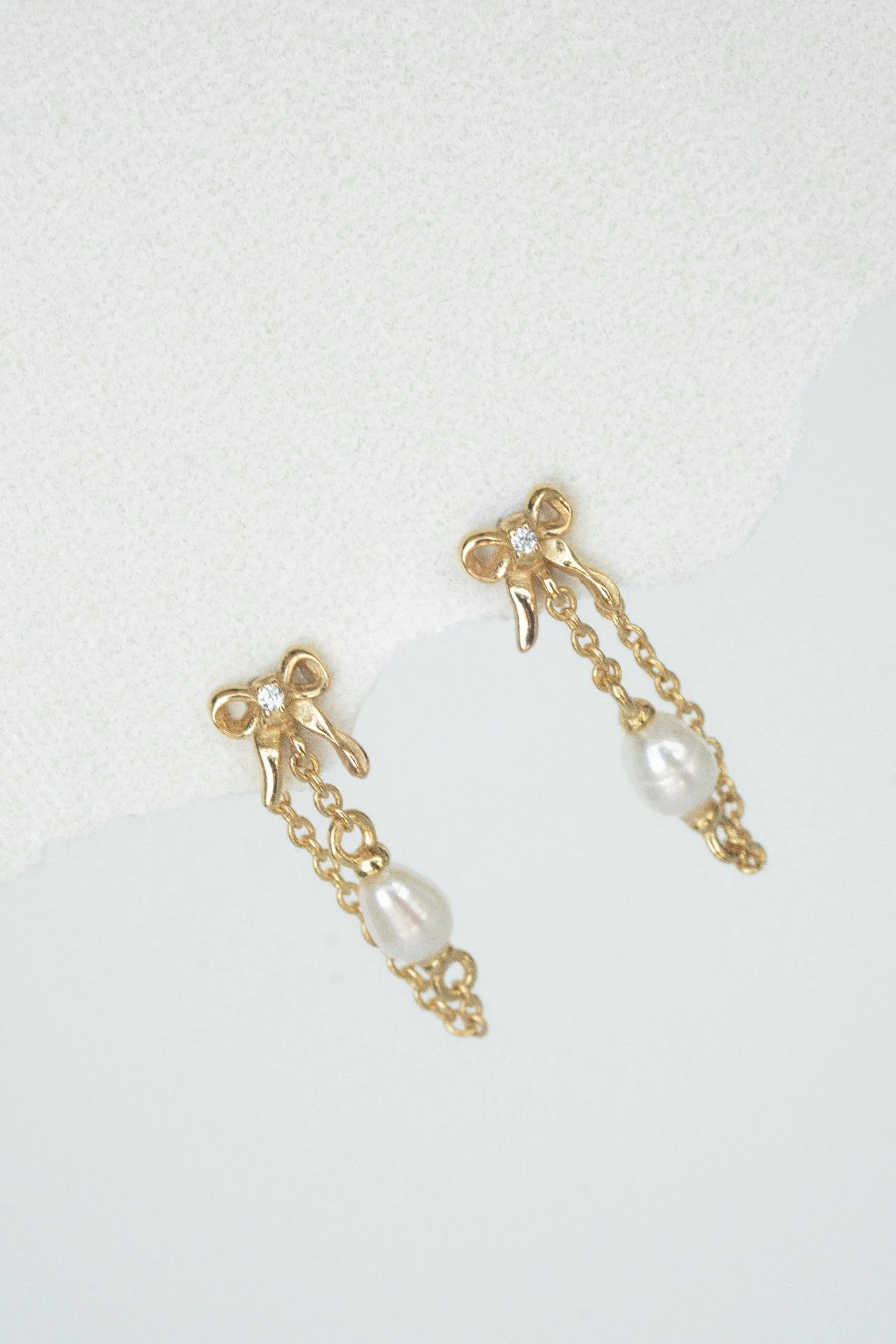 Bow Pearl Drop Studs