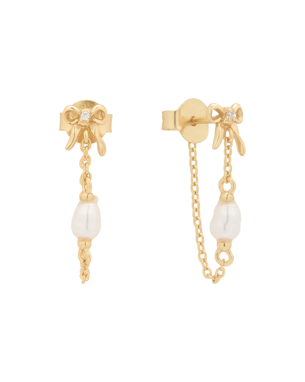 Bow Pearl Drop Studs