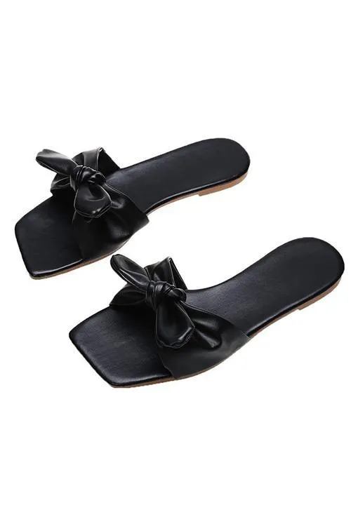 Bow Square Neck Flat Slipper