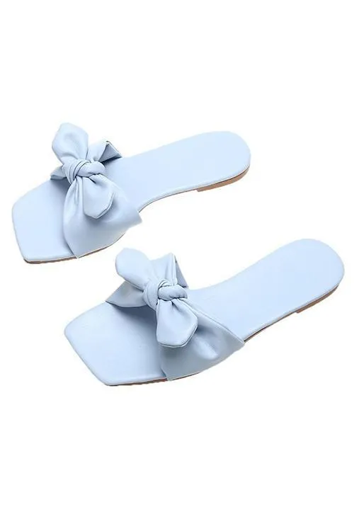 Bow Square Neck Flat Slipper