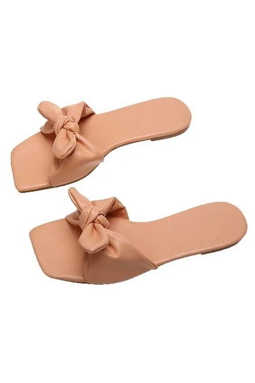 Bow Square Neck Flat Slipper