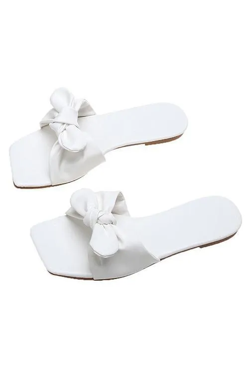 Bow Square Neck Flat Slipper