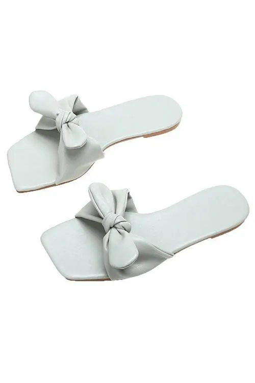 Bow Square Neck Flat Slipper