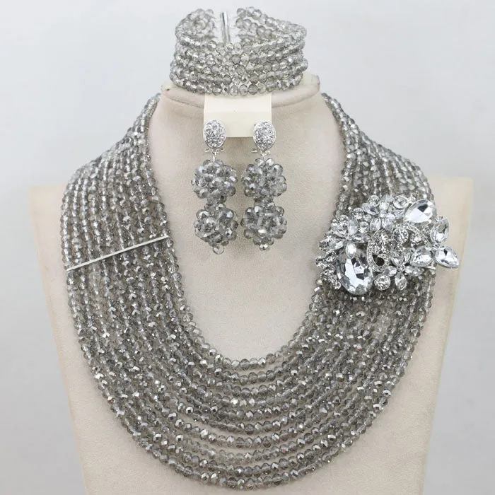 Bridal Gift African Beads, Jewelry Set, Wedding Necklace Earrings